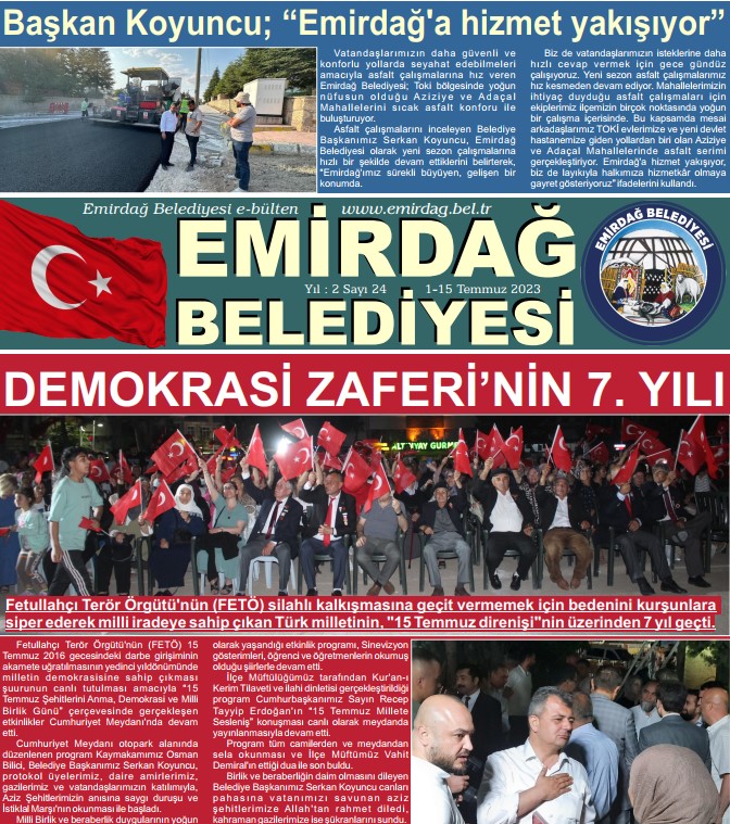 Emirdağ Belediyesi'nden Faaliyet Bülteni Çıktı