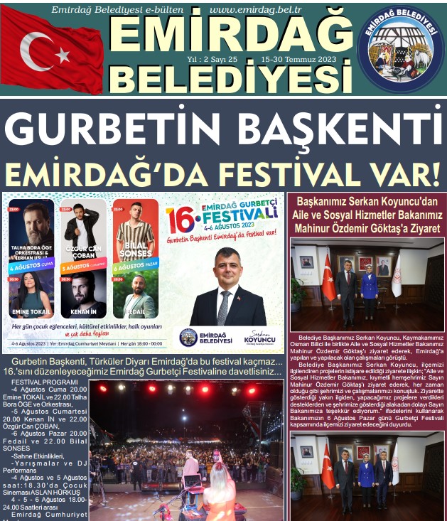 Emirdağ Belediyesi'nden 15-30 Temmuz Faaliyetleri Bültene Ulaşın!